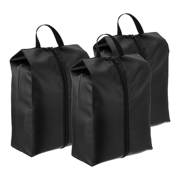 Uxcell Shoe Bags for Travel, Portable Shoe Bag with Zipper for Travel, Black 3 Pack