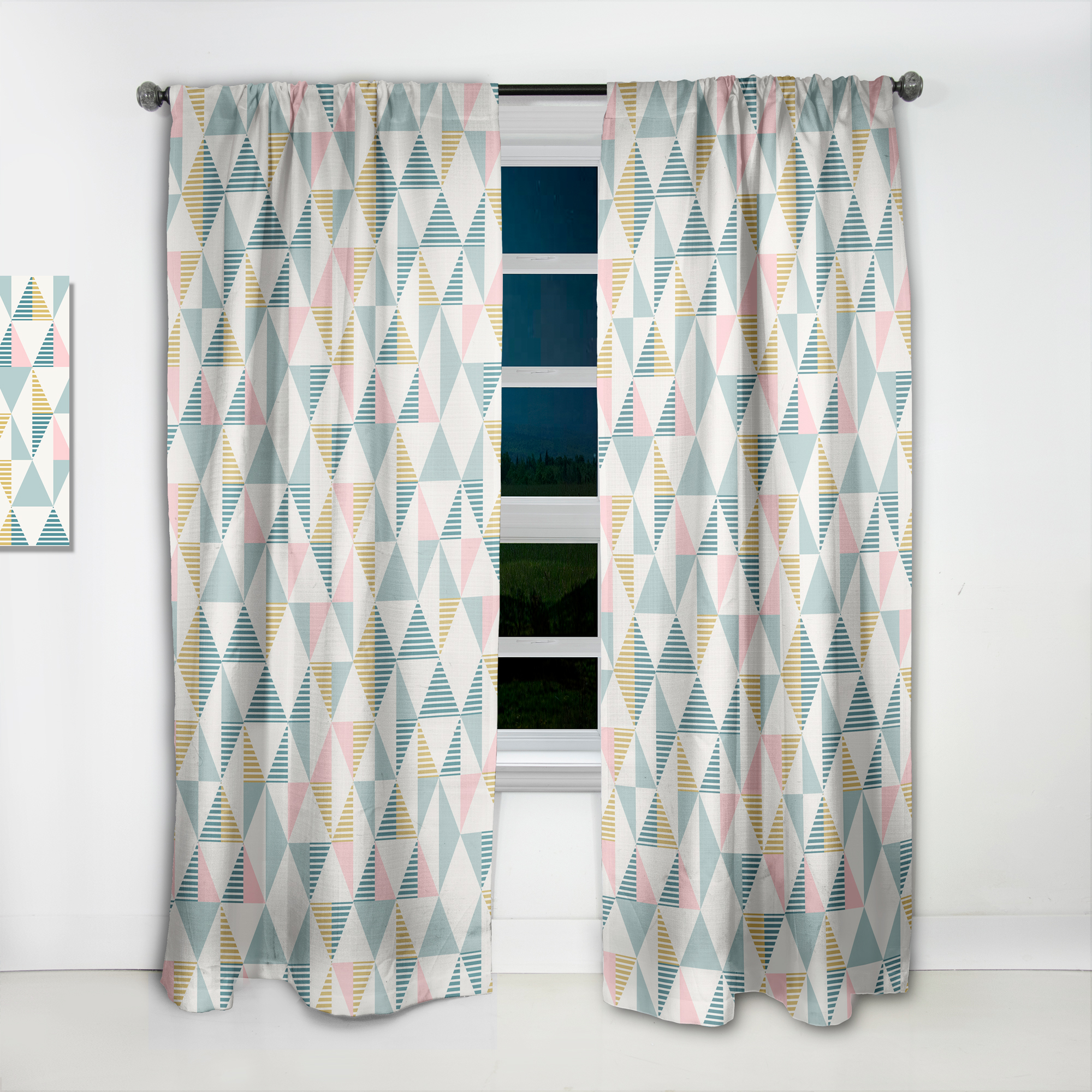 Designart 'Diamond Retro Pattern I' Mid-Century Modern Curtain Panel