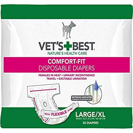 Vet's Best Comfort Fit Dog Diapers | Disposable Female Dog Diapers |, Large/X-Large,