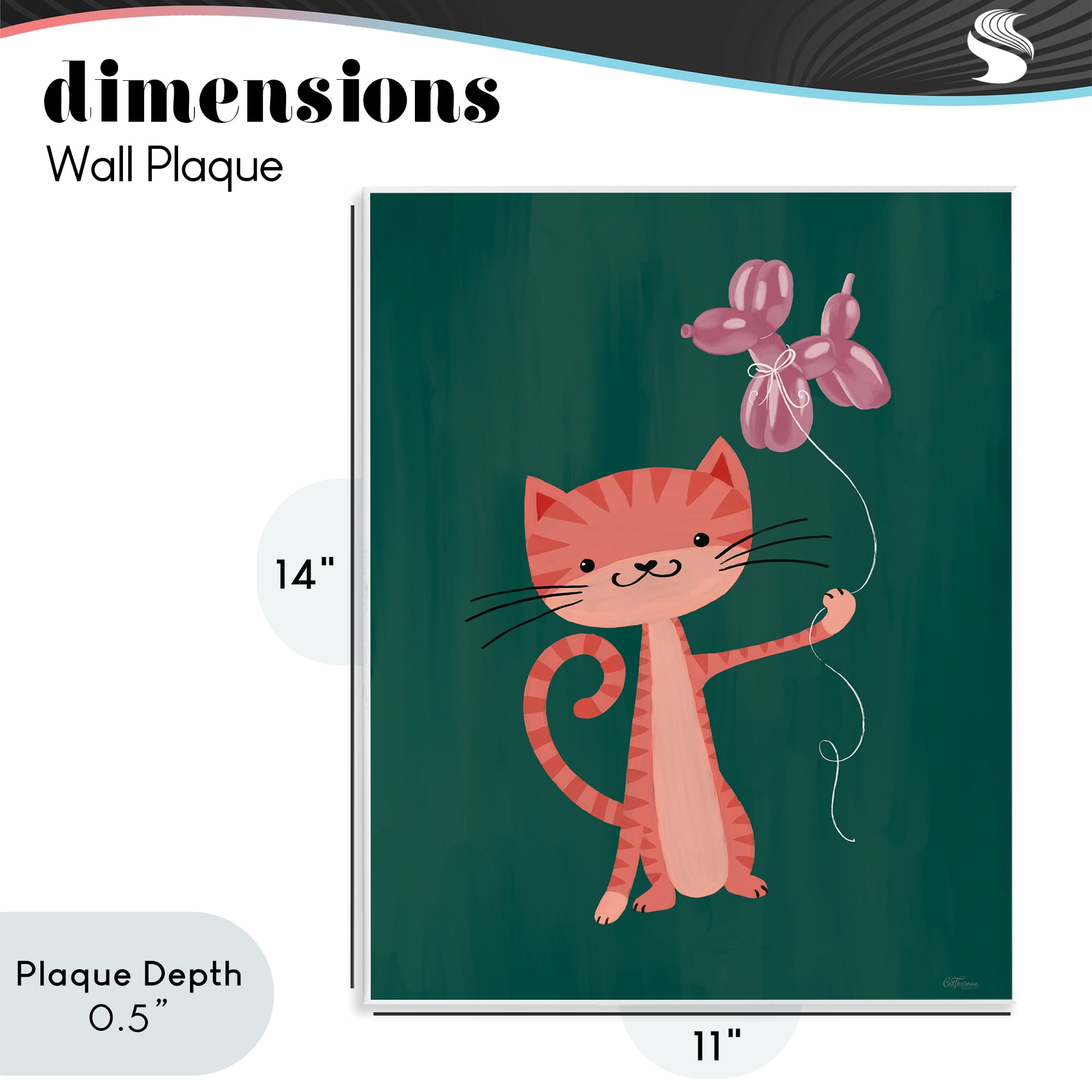 Stupell Industries Balloon Buddy Cat Wall Plaque Art, design by Cat Thurman Designs