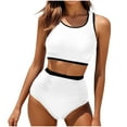 thumbnail image 3 of pstuiky Two Piece Swimsuit for Women, Women High Waisted Bikini Set with Chest Cushion and Lining Two Piece Swimsuit Sports Swimwear for Women Comfortable and Supportive Design White S, 3 of 9