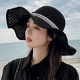 thumbnail image 2 of Wide Brim Hat Straw - Bowknot Sun Protection Beach Hat Fisherman Cap Floppy Hat, 2 of 7