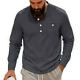 thumbnail image 2 of pstuiky hombres de manga larga, Camisa informal de sarga de color liso con cuello alto y bolsillos abotonados para hombre camisetas de hombre xl, 2 of 7
