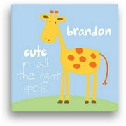 Sandra Magsamen Personalized Giraffe Canvas Wall Art, 16" x 16", Blue