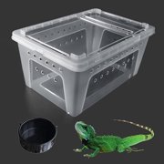 Walbest Reptile Snake Feeding Box Breeding Hatching Container Lizard Tarantula Habitat Portable Transparent Plastic Mini Pet Houses for Spider Scorpion Gecko