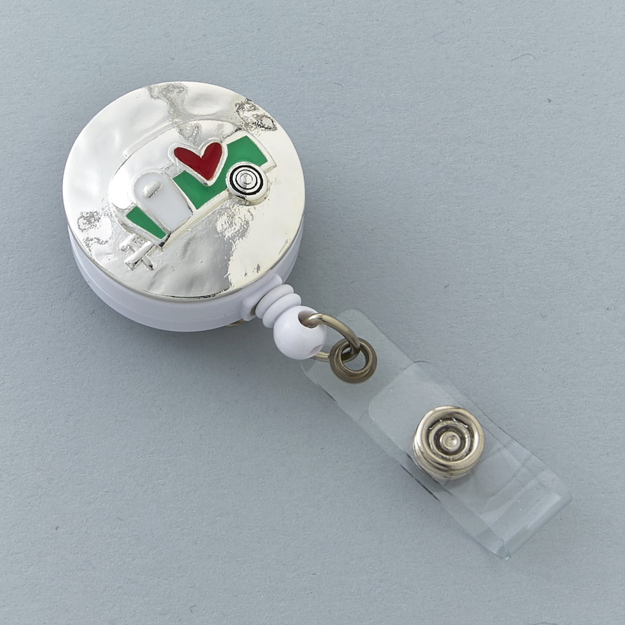 Metal ID Badge Holder with Swivel Disk Back and 24" Retractable Cord