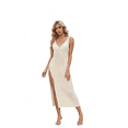 thumbnail image 3 of Mifsaly Beach Dresses for Women Hollow Out Cover-up Crochet Sundress Sleeveless V-Neck Side Slit Bathing Suit Midi Dress 2026 S, 3 of 8