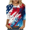 thumbnail image 2 of Xdegoge 4Th of July Shirts for Women 3/4 Sleeve Patriotic American Flag Shirt Star Striped Graphic Tee Shirts Dressy Casual USA Blouse Summer Independence Day Tops My Orders Placed Recently By Me, 2 of 5