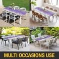 thumbnail image 5 of Purple Grey Abstract Table Cloths for 8 Foot Rectangle Tables, Gradient Geometric Graffiti Modern Art Patio Waterproof Elastic Fitted Tablecloths, Washable Rectangular Table Cover for Camping, 5 of 8