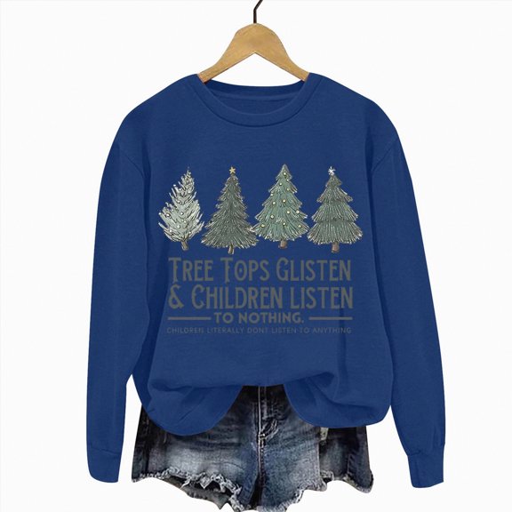 Futezty Merry Christmas Sweatshirt For Women Plaid Tree Cute Blouse Xmas Farm Holiday Pullover Tops