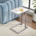 thumbnail image 3 of Posh Living Luane Modern C-Shape Stainless Steel End Table in White/Chrome, 3 of 10