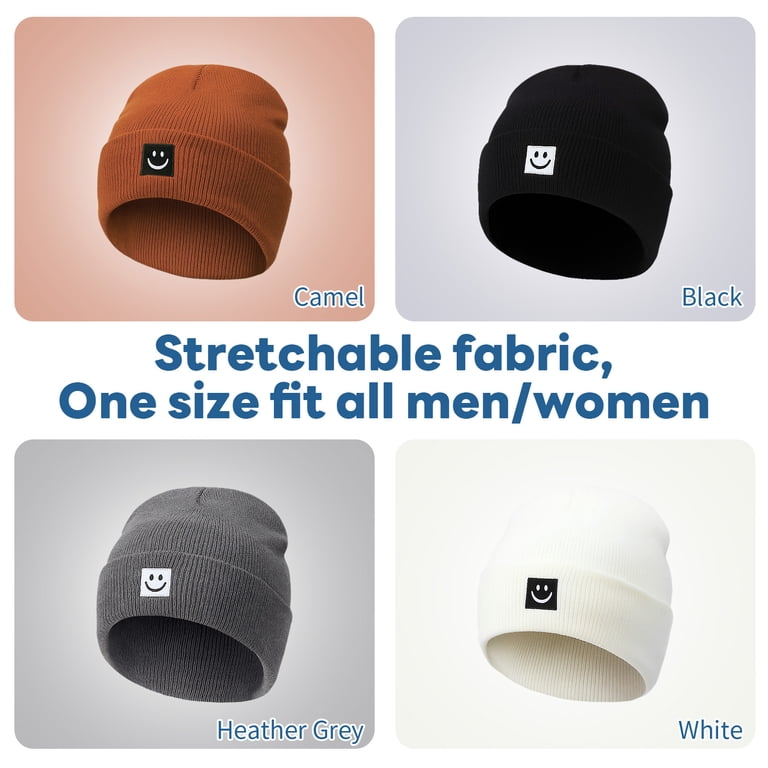Bocaoying 4-Pack Unisex Smile Face Knit Beanies photo 8