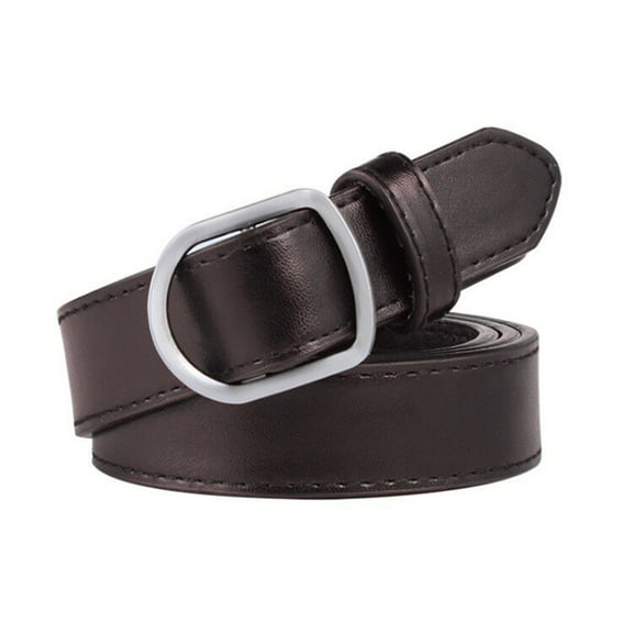 Kripyery Adjustable Unisex Faux Leather Belt - Square Buckle Pin, Thin Waistband - No Holes Waist Strap for Shirt Dress