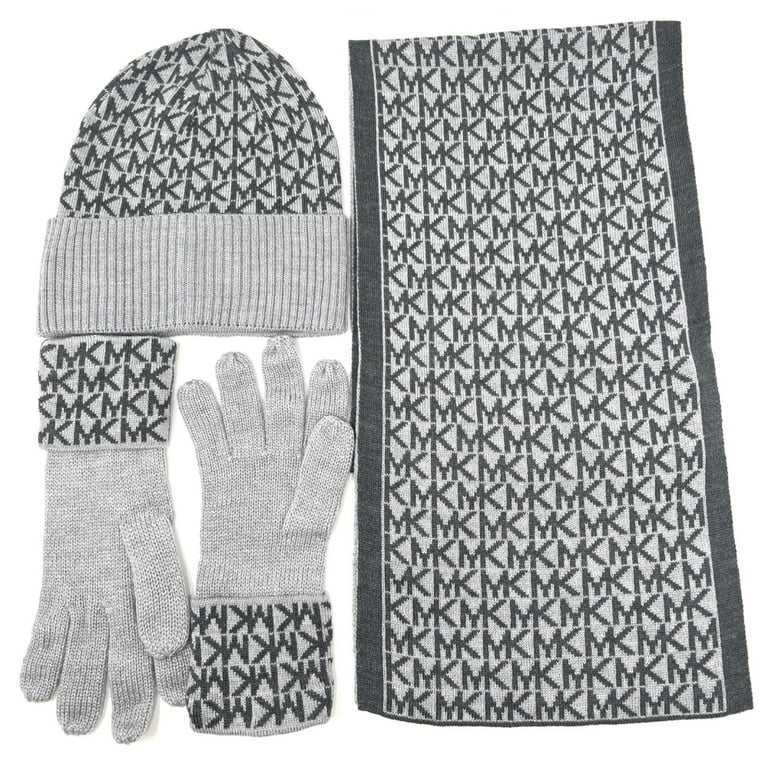 Michael Kors Monogramed Knit 3-Piece Box Set Scarf, Hat & Gloves