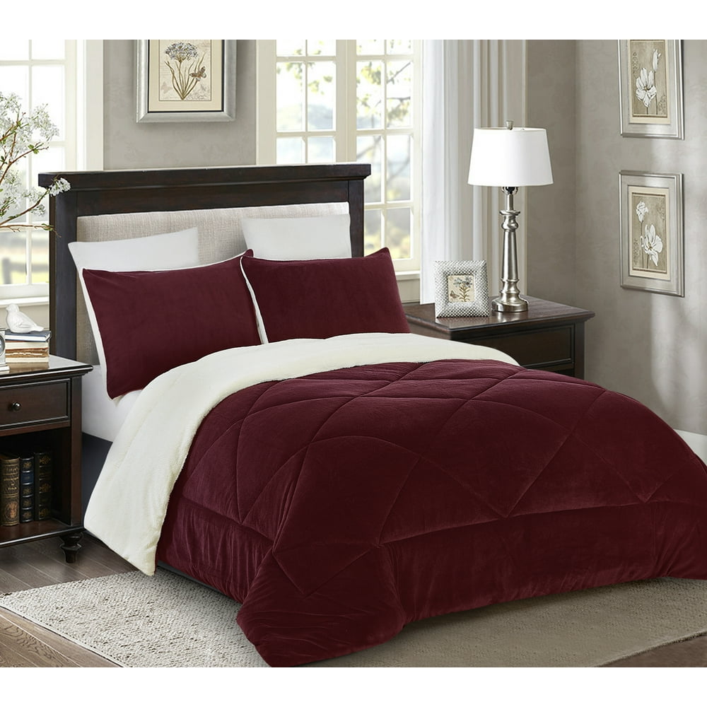 Reversible 2 piece Fleece/Sherpa Down Alternative Comforter set Twin