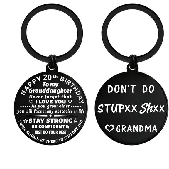Granddaughter 20th Birthday Decorations for Women Her, 20 Year Old Gifts from Grandma, Gag Birthday Keychain