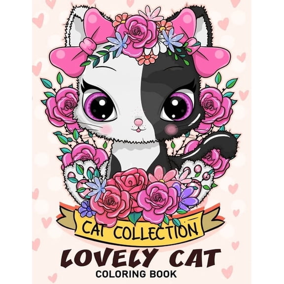 Lovely Cat Coloring Book: Adorable Cat Adults Coloring Book Stress Relieving Designs Patterns, (Paperback)