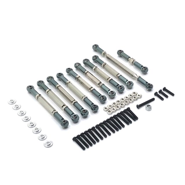 Ounissouiy Modelo RC Palanca ajustable Piezas de repuesto resistentes al desgaste Accesorios de modificación Juego de bielas resistentes Kits de construcción modelo Blanco plateado