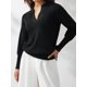thumbnail image 3 of VISgogo Jersey de punto de otoño invierno para mujer Color sólido Manga larga Solapa Corte en V Suéter VISgogo moda, 3 of 9