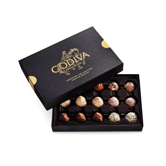 Godiva 15pc Signature Truffle Gift Box – Belgian Dark & Milk Chocolates with Ganache – Kosher Gourmet Gift