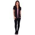 thumbnail image 4 of Simply Ravishing Women's Basic Short Sleeve Hip Length Open Drape Cardigan, 4X, Brown, 4 of 4
