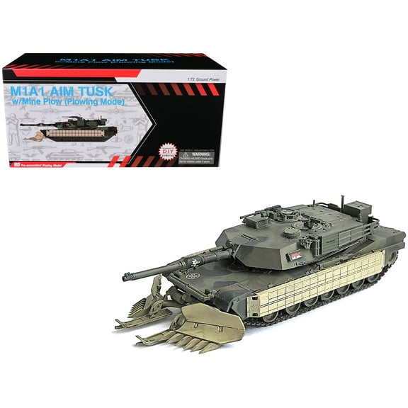 United States M1A1 AIM Tank with Mine Plow #68 "US Army" Olive Drab "NEO Dragon Armor" 1/72 Plastic Model by Dragon Models