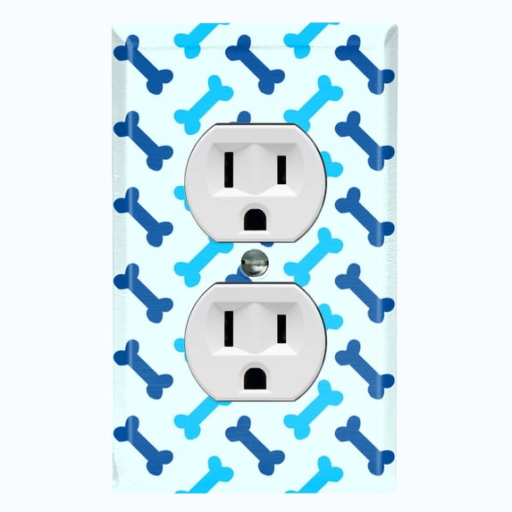 Metal Light Switch Plate Cover Dog Bone Treats Sky Blue DOG027