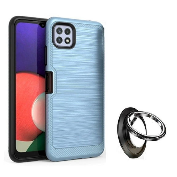 Phone Case for Samsung Galaxy A22 5G / Boost Mobile Celero 5G Case,  Dual layer Shock Resistant Cover Case   Ring (Blue)