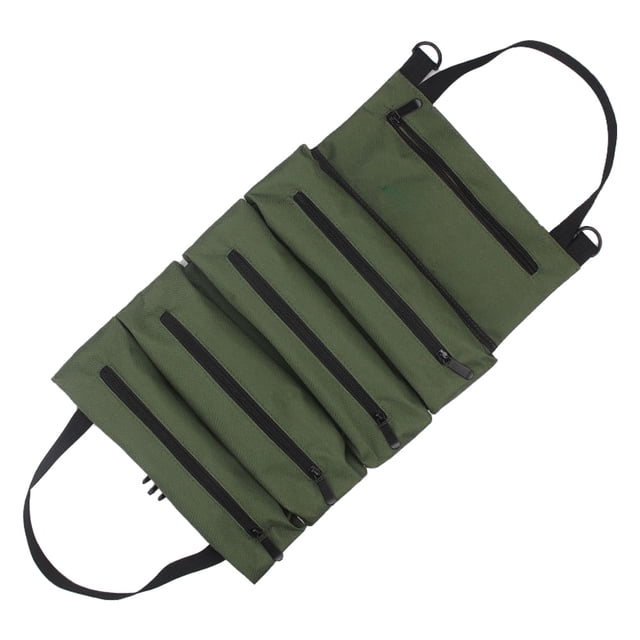 Bolsa enrollable para herramientas, bolsa enrollable para llaves de lona, organizador multiusos para herramientas, 5 bolsillos para herramientas con cremallera