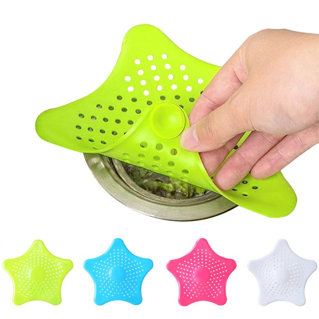 Fregadero de cocina con ventosa, colador de drenaje de silicona, recogedor de pelo, cubierta de drenaje de bañera para cocina, baño (paquete de 4) JFHHH pequeña