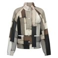 thumbnail image 5 of Jackets for Women Winter Coat Jackets Flannel Stand Collar Jacket(Vinatge Geometric Abstract Art Gray Black Brown,Size:S-4XL), 5 of 7