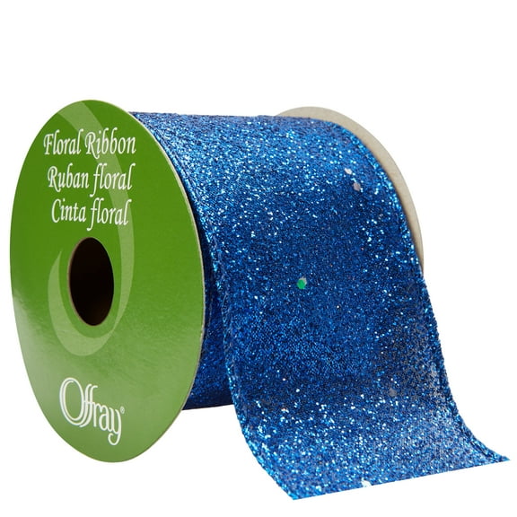 Offray Ribbon, Royal Blue 2 1/2 inch Wired Sheer Ribbon, 15 feet