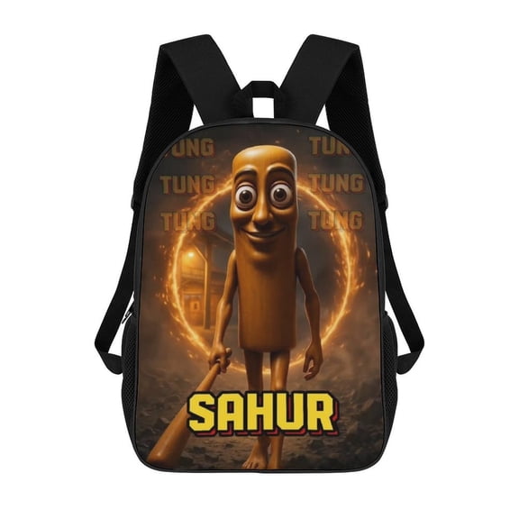 Lightweight Daypack Large Capacity Tung Tung Tung Sahur Backpack Travel Work Back Pack 17 Inch Bookbag Laptop Bag