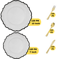thumbnail image 7 of Clear / Black Contemporary Wedding Plastic Plates Party Bundle w/ Gold Plastic Cutlery 120 Pack, 7 of 7