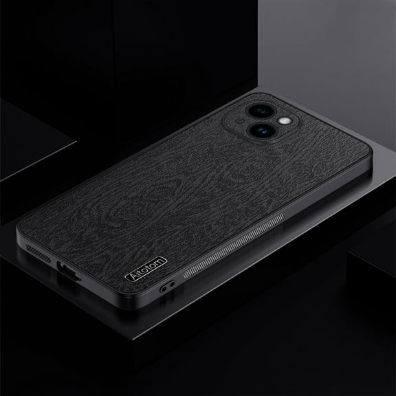 Nalacover Case for iPhone 13, Luxury Bark Pattern PU Leather Soft TPU Hybrid Shockproof Anti-Scratches Cover with Lens Protection Non-Slip Slim Lightweight Case for iPhone 13,Black