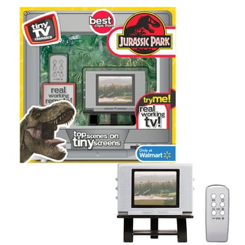 Basic Fun! NEW SPRING '22 - Tiny TV Classics - Jurassic Park Edition- Newest Collectible from Basic Fun - Watch top Jurassic Park scenes on a real-working Tiny TV (with working remote)!