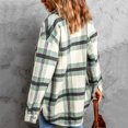 thumbnail image 5 of UVEASISHA Flannel Shirts for Women Winter Button Down Plaid Jackets Warm Up Casual Long Sleeve Fleece Coats Trendy Shirt Outwear with Pockets Green L, 5 of 7