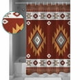 thumbnail image 2 of Shower Curtain Aztec Vintage Ethnic Boho Stripe Waterproof Shower Curtain Set with Hooks for Bathroom Showers,Stalls and Bathtubs,54x78In Tribal Totem Brown Wood Grain, 2 of 8