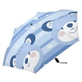 thumbnail image 2 of Blue Stripes Cute Bear Faces Dot Flowers All Weather Umbrella Triple Folding Parasol 6 Ribs UV Protection Portable, 2 of 8