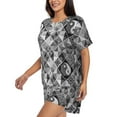 thumbnail image 2 of Kdxio Yin Yang With Black And White Print Pajamas Sets for Women Short-Sleeved Pjs with Lounge Shorts Two Piece Sleepwear S-4XL, 2 of 5