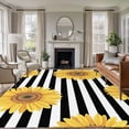 thumbnail image 2 of Sunflowers Area Rugs 5x7 ft Black White Strips Farm Watercolor Floral Washable Rug Non Slip Indoor Carpet Absorbent Floor Mat for Living Room Bedroom Dining Room, 2 of 9