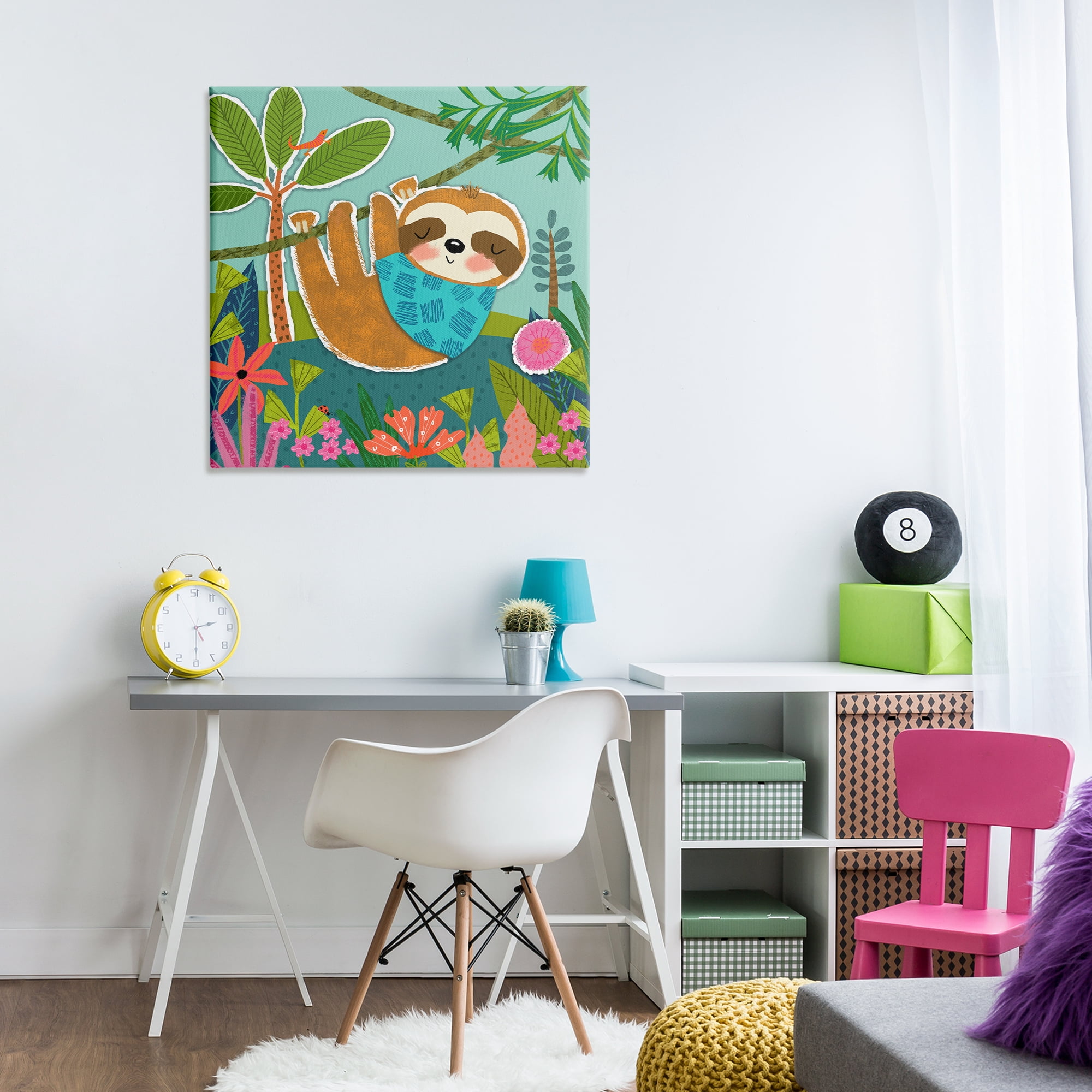Stupell Industries Sleepy Sloth in Nature Animals Painting Wrapped Canvas Art Print Wall Art, 30 x 30
