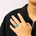 thumbnail image 4 of KDSJSXW Silver Rings Fashion Ladies Turquoise Rings Vintage Boho Turquoise Irregular Rings Engagement Wedding Rings Engagement Rings for Women Gold Wedding Bands for Women Silver Rings(B,One Size), 4 of 5