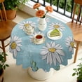 thumbnail image 4 of Round Tablecloth 60 Inch Daisy Pattern Table Cover Wrinkle Free Fabric for Kitchen Dining, 4 of 5