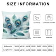thumbnail image 6 of GOSMITH 2-Piece Short Plush Pillowcase Set - High-Quality Floral Realistic Peacock Feathers Blue Shiny Foliage Square White, 6 of 6