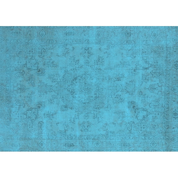 Ahgly Company Indoor Rectangle Oriental Light Blue Industrial Area Rugs, 5' x 8'