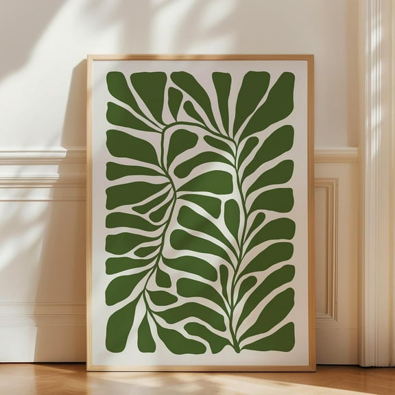 Abstract Floral Wall Art In Green, Moody Botanical, , Organic Shapes Art, Green Aesthetic Floral Print, Wall Art Wall Art Decor For Home Office, 8x12 UNFRAMED