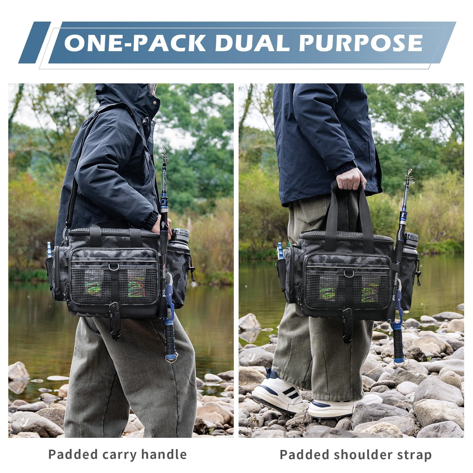 Ghosthorn Fishing Tackle Bags Salt Water Resistant Tackle Box Bag -large capacity tackle storage