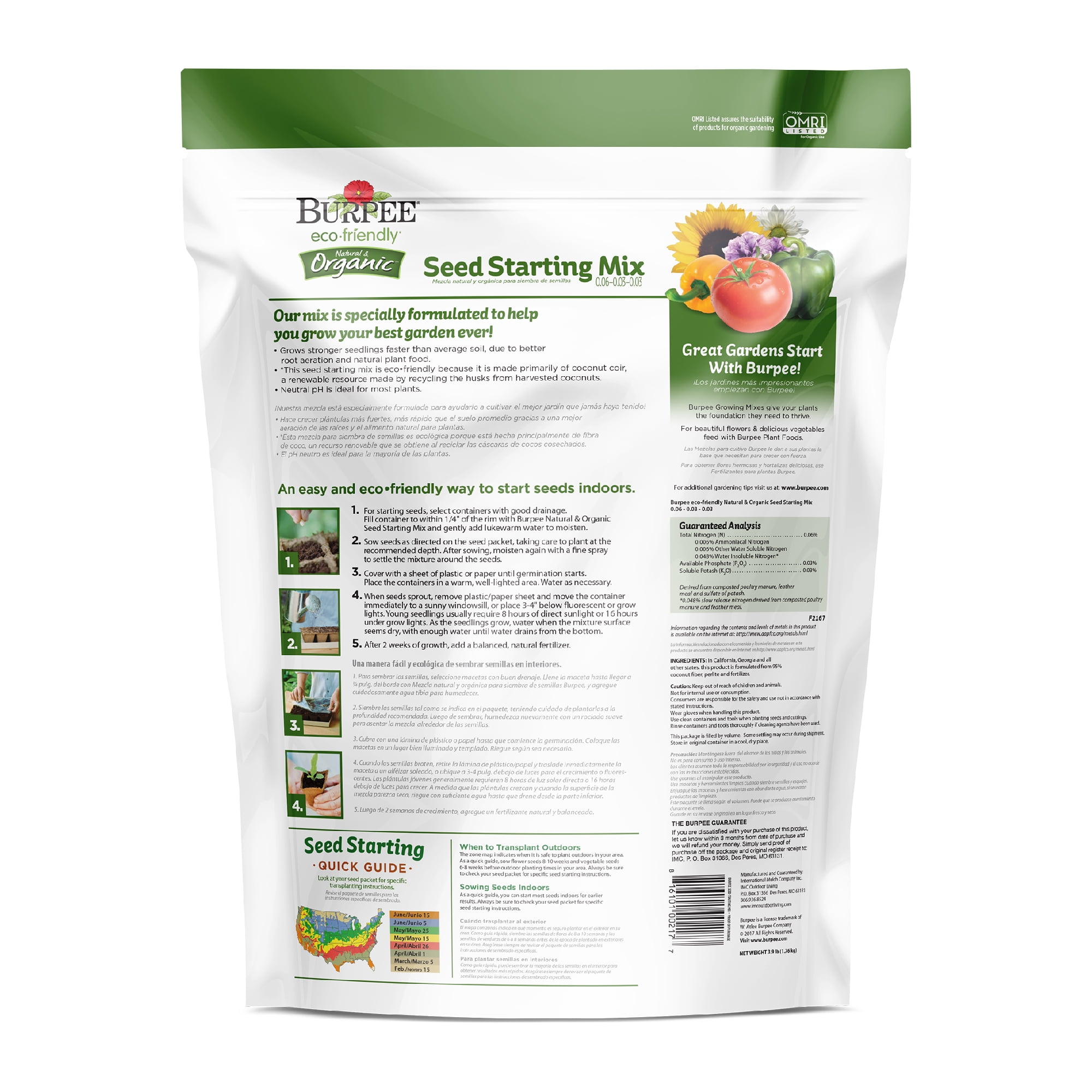 Burpee Eco-Friendly Natural & Organic Seed Starting Mix, 12 Quart Soil