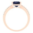 thumbnail image 4 of 1.62 ct Princess Cut Simulated Blue Sapphire Solitaire with Simulated Diamond Accents 14K Rose Gold Womens Engagement Ring, 4 of 5